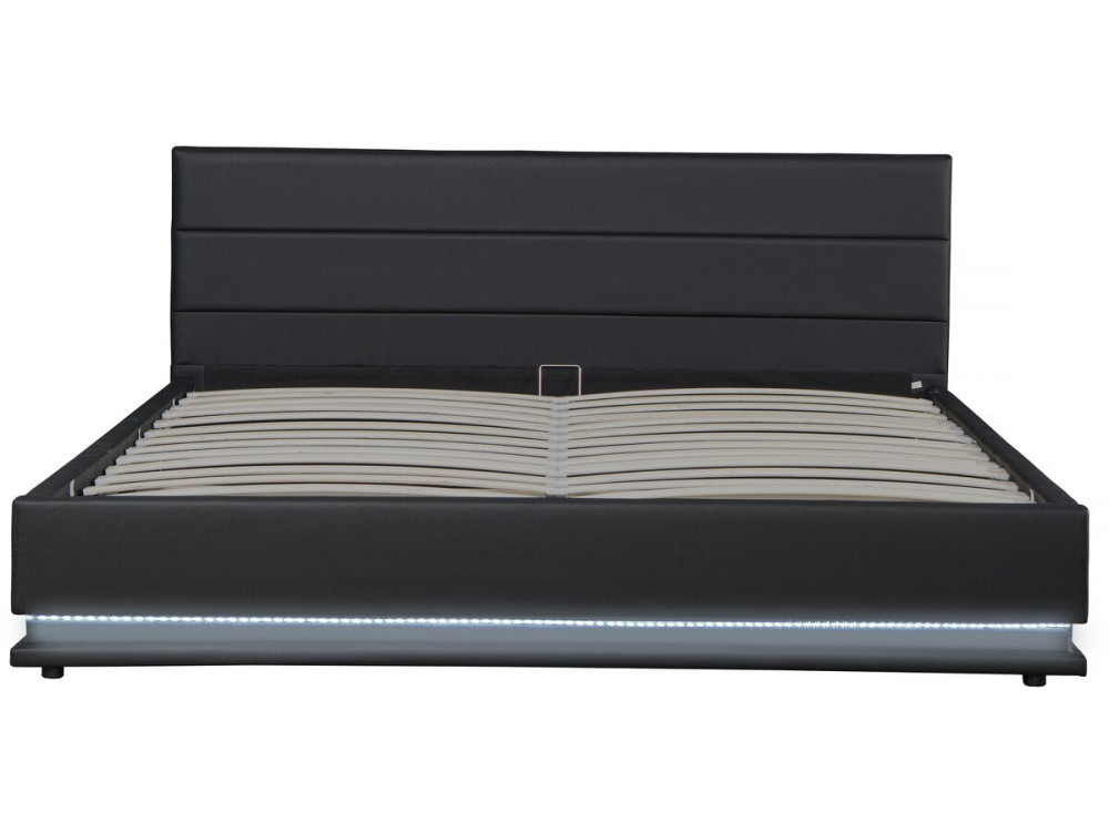 Bed with storage and Led "Anastasia" - 140 x 190 cm - Black