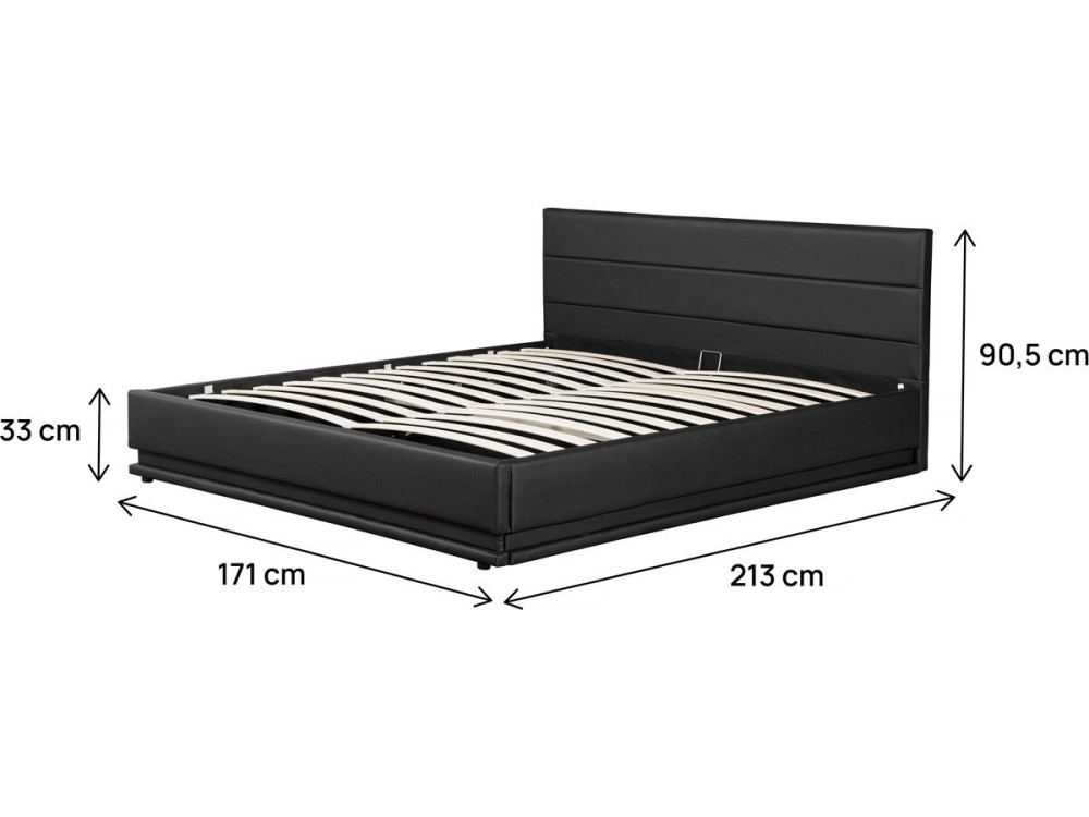 Bed with storage and Led "Anastasia"  - 160 x 200 cm - Black