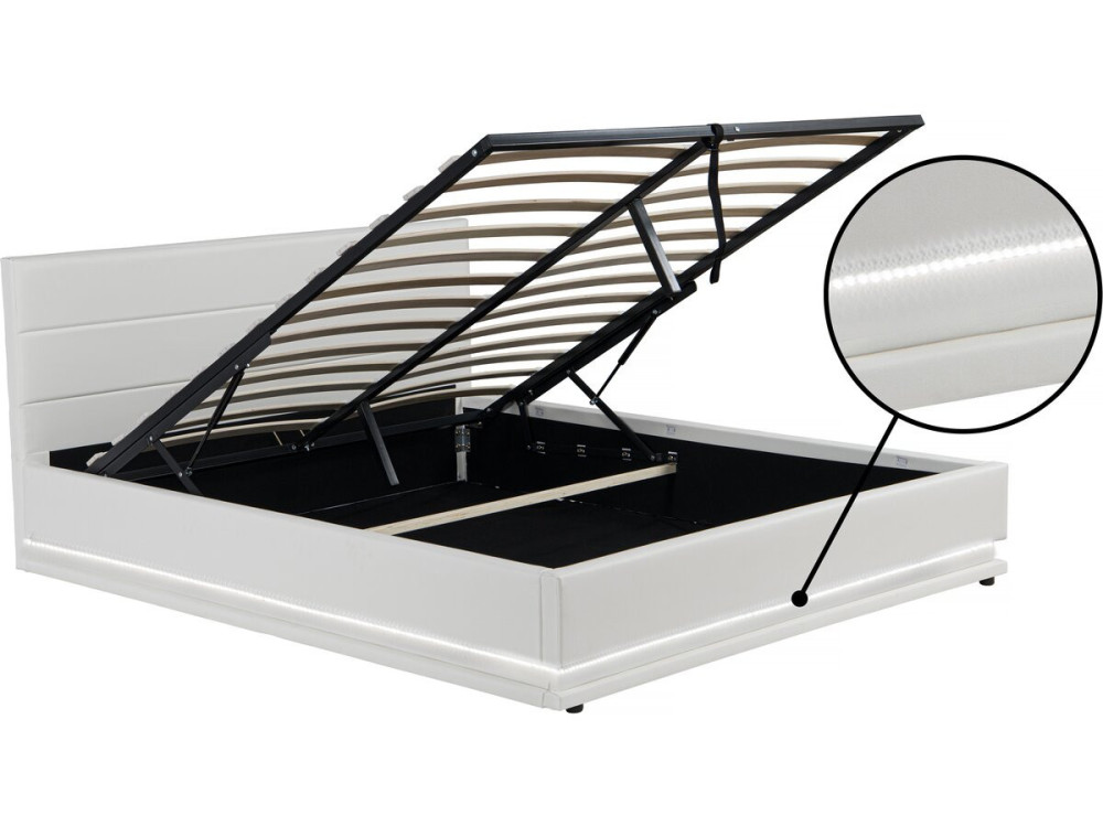 Bed with storage and Led "Anastasia" -  160 x 200 cm - White