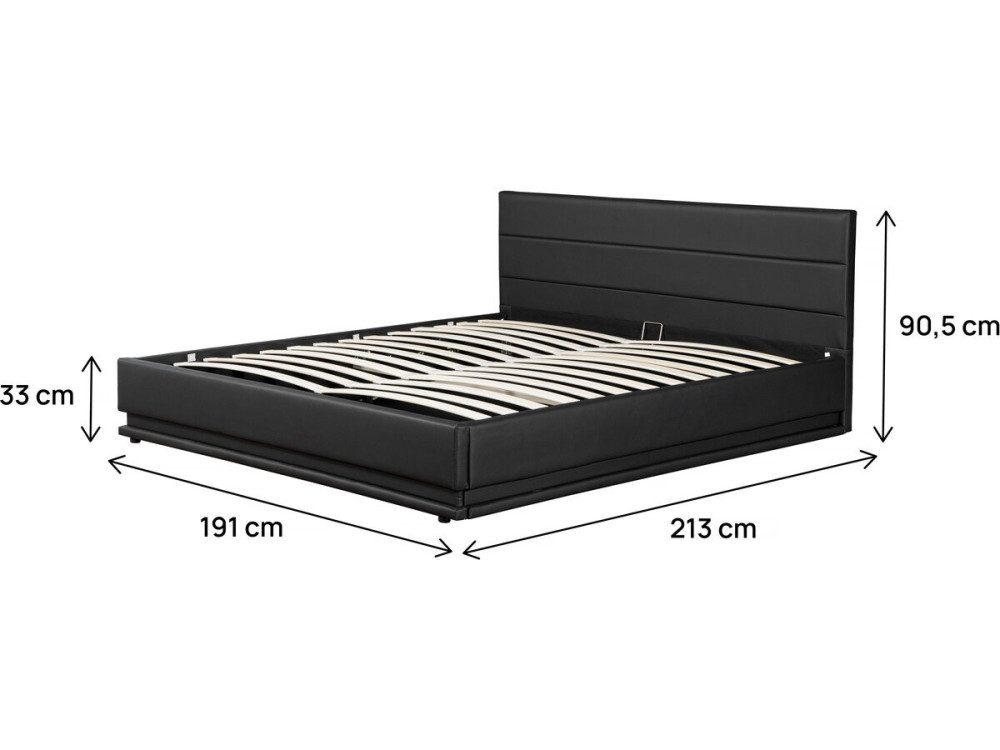 Bed with storage and LED "Anastasia" - 180 x 200 Black