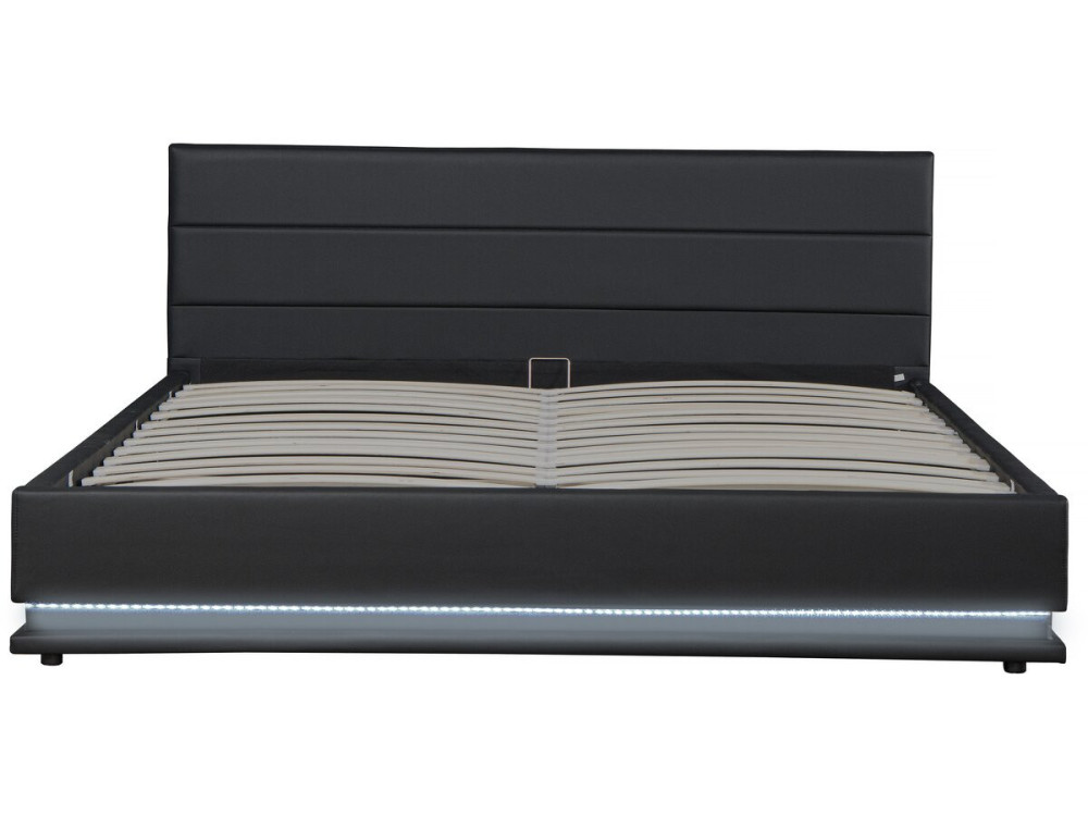 Bed with storage and LED "Anastasia" - 180 x 200 Black