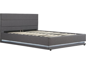 Bed with storage and led "Anastasia" - 140 x 190 - Dark grey