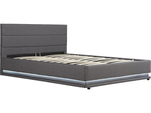 Bed with storage and LED "Anastasia" - 180 x 200 - Dark grey