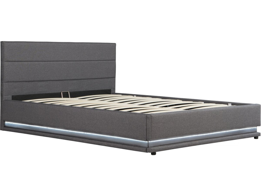Bed with storage and LED "Anastasia" - 180 x 200 - Dark grey