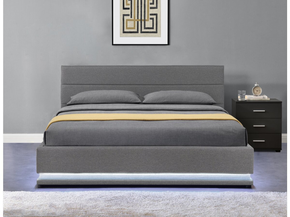 Bed with storage and LED "Anastasia" - 180 x 200 - Dark grey