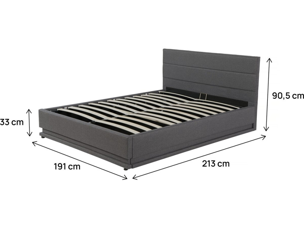 Bed with storage and LED "Anastasia" - 180 x 200 - Dark grey