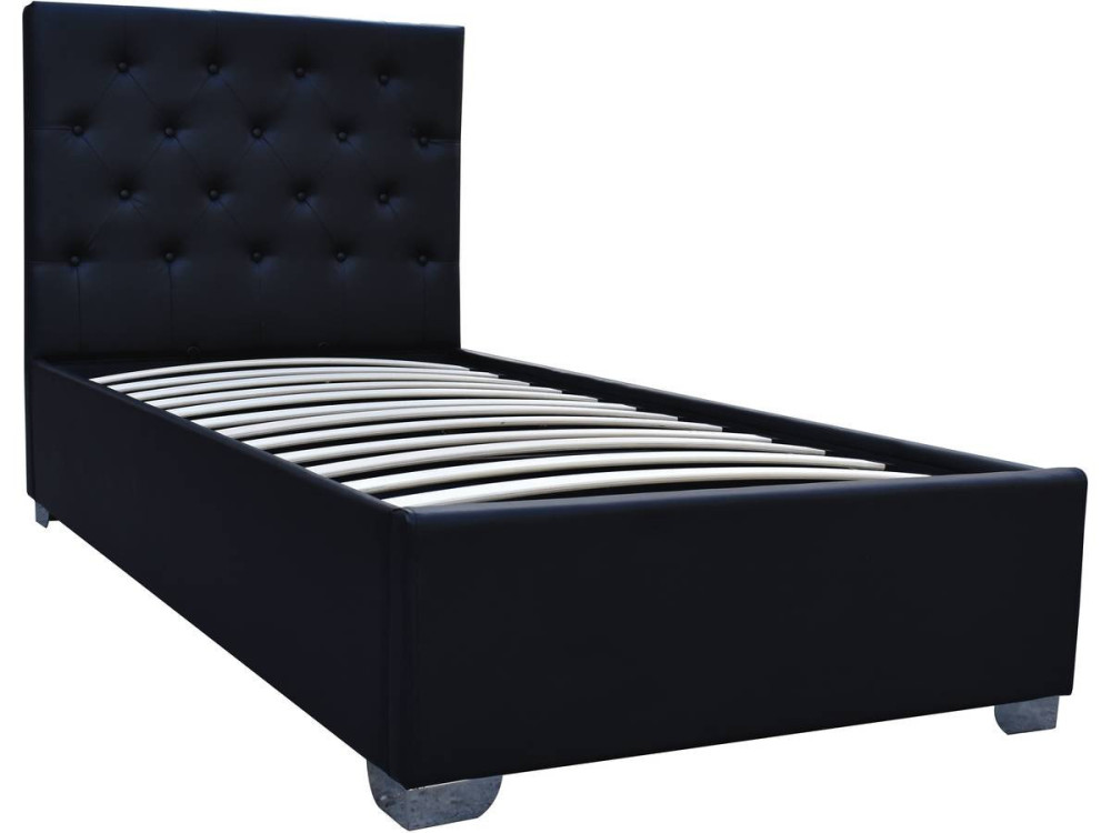 Single bed with storage space "TINO" - 90 × 190 cm - Black