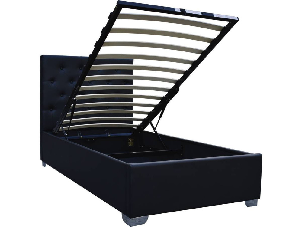 Single bed with storage space "TINO" - 90 × 190 cm - Black