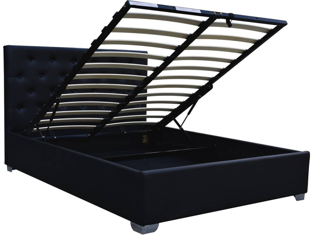 Double bed with storage space "TINO" - 160 × 200 cm - Black