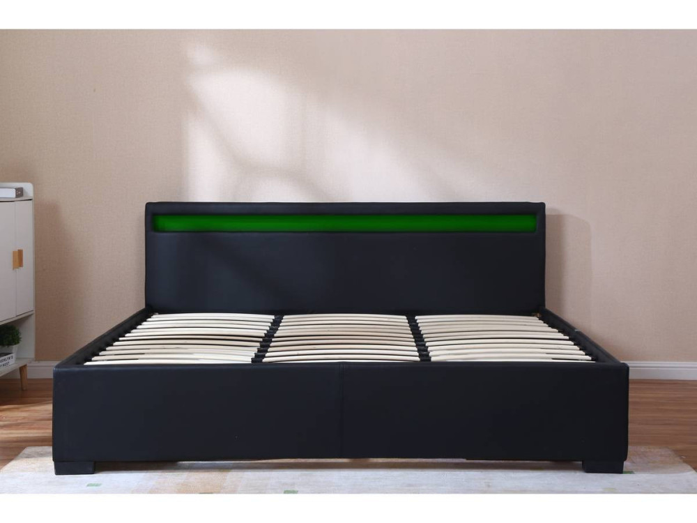 Double bed with LED "Nico" - 180 x 200 cm - Black
