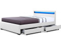 Double bed with LED "Nico" - 180 x 200 cm - Black - White