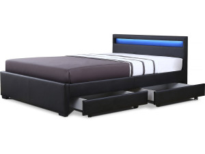 LED light bed "Nico" - 140 × 190 cm - Black