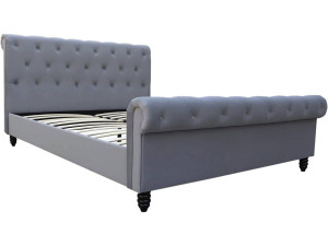 Godefroy Velvet Bed - 140 x 190 cm - Grey