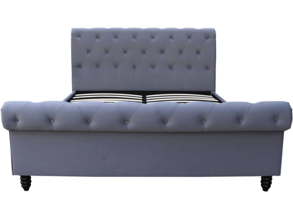 Godefroy Velvet Bed - 140 x 190 cm - Grey