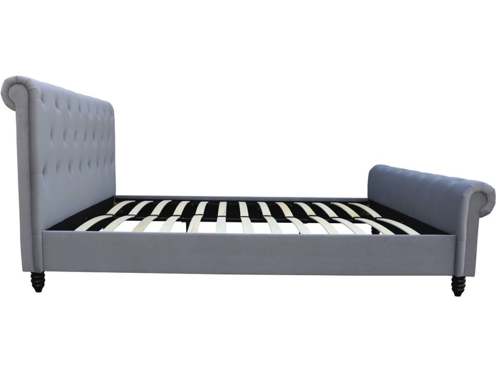 Godefroy Velvet Bed - 140 x 190 cm - Grey