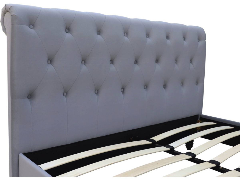 Godefroy Velvet Bed - 140 x 190 cm - Grey