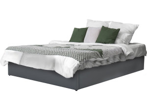 PVC double bed with storage "Ava" - 140 x 190 cm - Grey