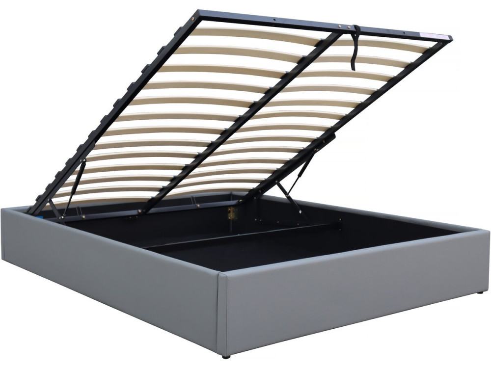 PVC double bed with storage "Ava" - 140 x 190 cm - Grey