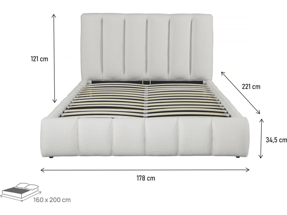 Couleur Blanc Dimensions couchage 160 x 200 cm