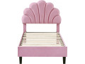 Manon Velvet Bed - Beige - 160 x 200 cm - Pink