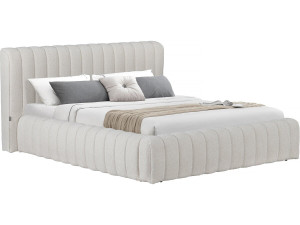 Tignes" fabric double bed with box - 140 x 190 cm - Beige