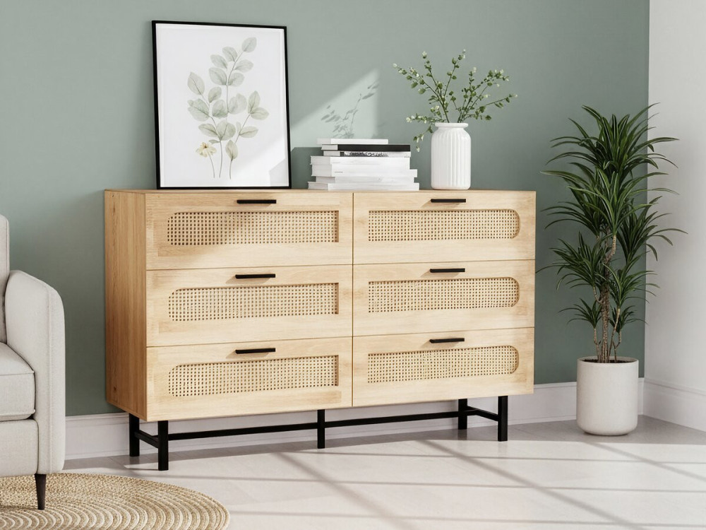 Harrison" wood and cane chest of...