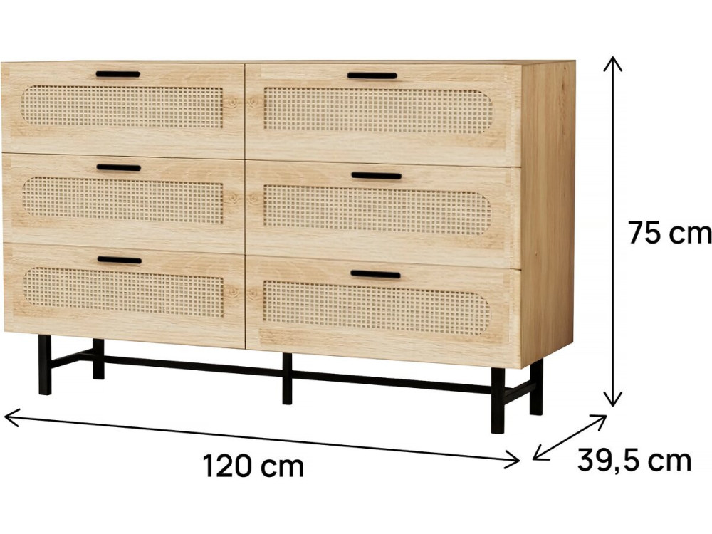 Harrison" wood and cane chest of...