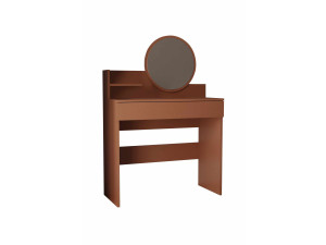 Dressing table with wooden mirror "Harmony Mini Round" - 90 x 40 x 133 cm - Terracotta