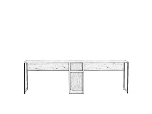 Ikili Calisma" wooden desk - 240 x 60 x 74 cm - Black Atlantic Pine