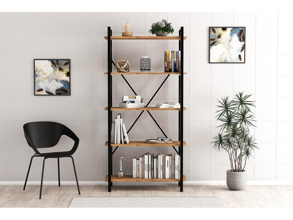 Nero" wooden bookcase - 90 x 33 x 180...