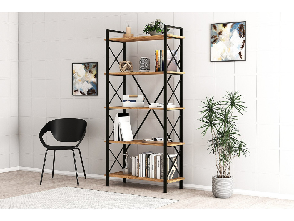 Nero" wooden bookcase - 90 x 33 x 180...