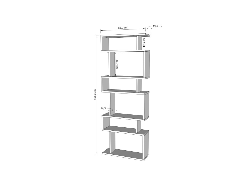 Bates" wooden bookcase - 60 x 19 x...