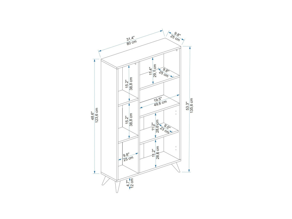 Meldan" wooden bookcase - 80 x 25 x...