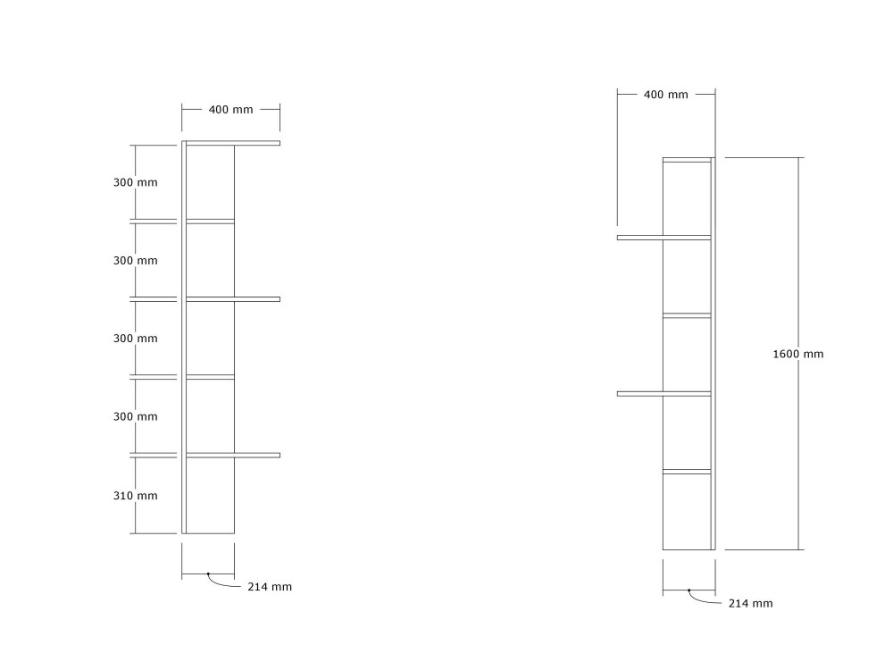 Bled" wooden bookcase - 40 x 21 x 160...