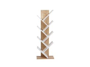 Tuval 066" wooden bookcase - 46 x 22 x 129 cm - Oak, White