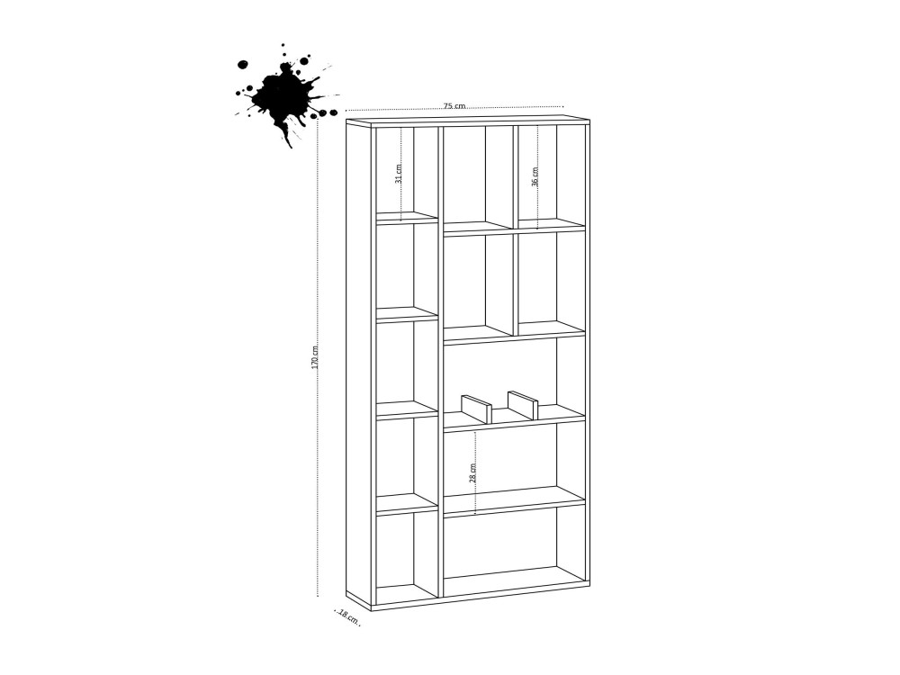 Demios" wooden bookcase - 75 x 18 x...
