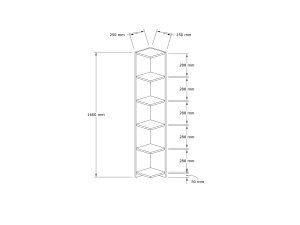 Ravella" wooden bookcase - 25 x 25 x 160 cm - White