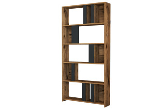 Lima" wooden bookcase 90 x 20 x 180 cm - Walnut