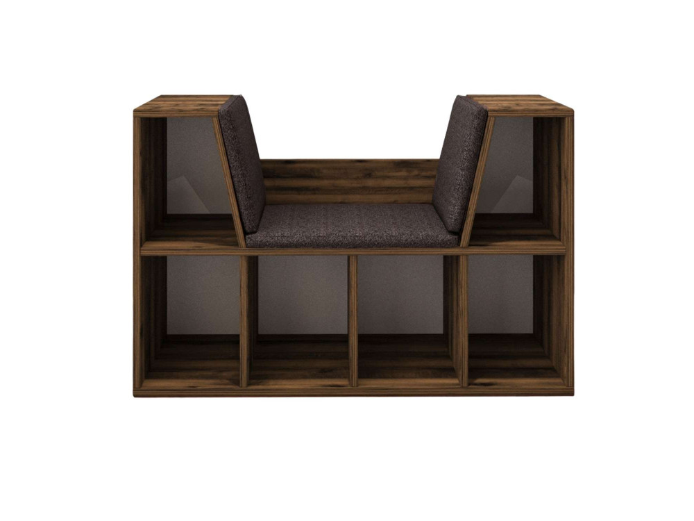 Livora" bookcase with wooden seat -...