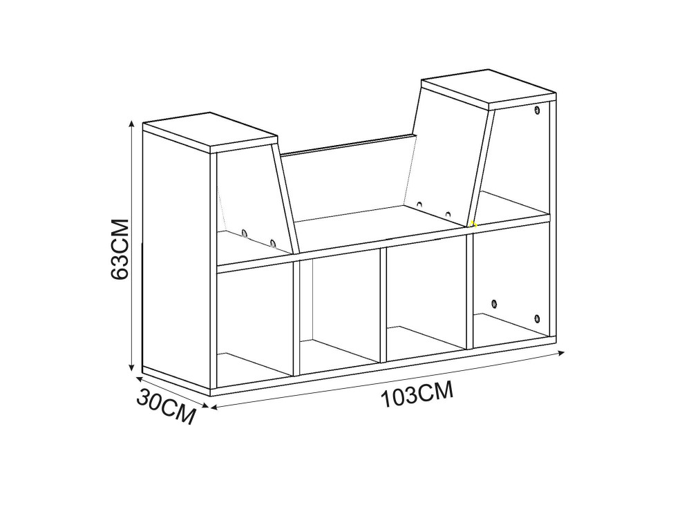 Livora" bookcase with wooden seat -...