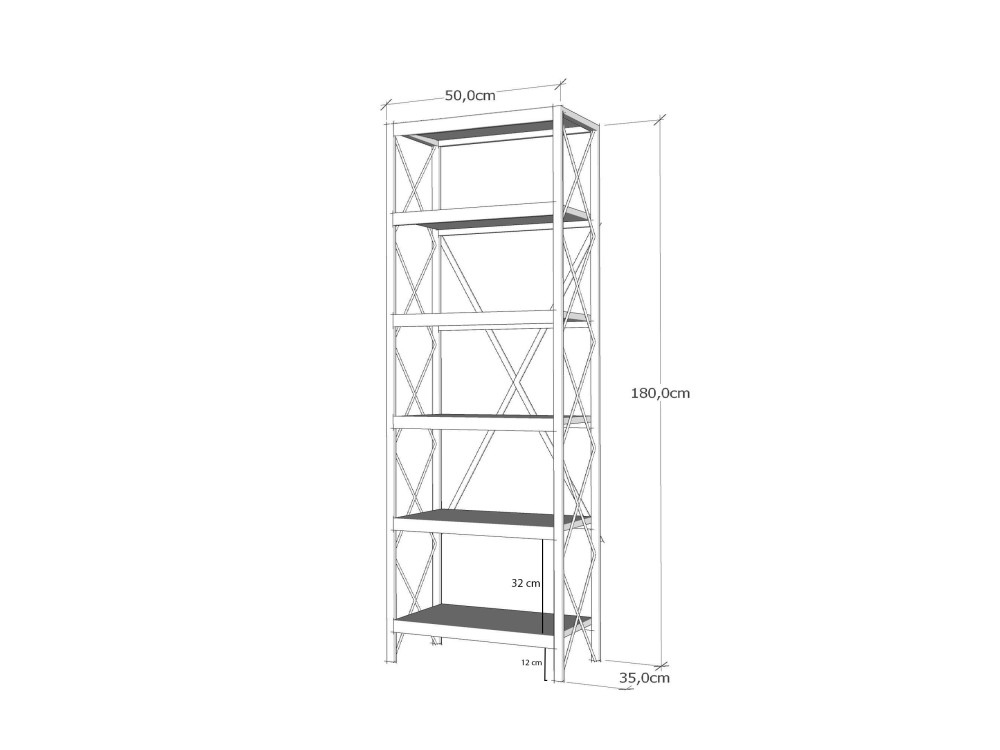 Suadiye" wooden bookcase - 50 x 30 x...