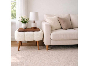 Papatya 35x45" wooden side table - 45 x 35 x 44 cm - White