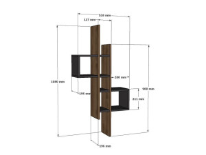 Emse" wooden wall shelf - 53 x 19 x 108 cm - Oak, Anthracite