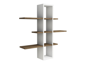 Ardo" wooden wall shelf - 96 x 19 x 101 cm - Walnut, White