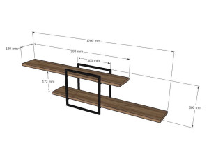 Mone" wooden wall shelf - 120 x 18 x 30 cm - Atlantic pine