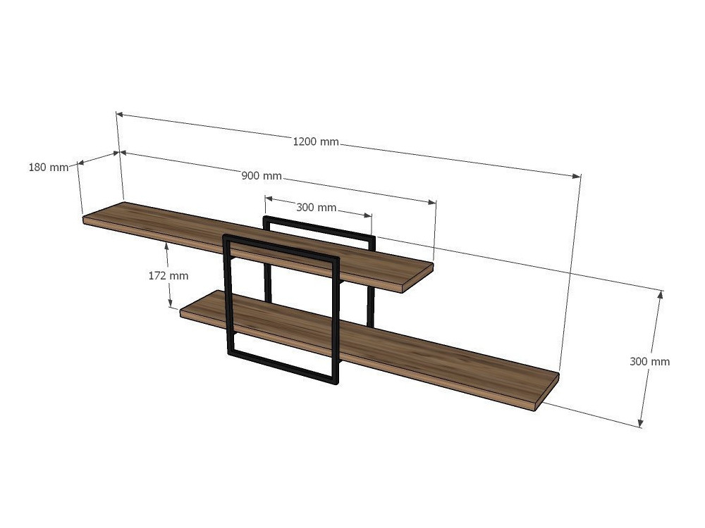 Mone" wooden wall shelf - 120 x 18 x...