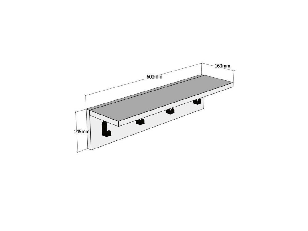 Ayla" wooden wall shelf - 60 x 16 x...