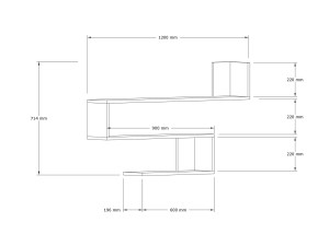 Wooden wall shelf "Penne" - 120 x 20 x 71 cm - White