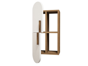 Rose" wooden wall shelf - 35 x 22 x 60 cm - WalnutWhite