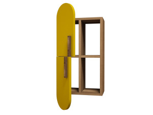 Rose" wooden wall shelf - 35 x 22 x 60 cm - WalnutYellow